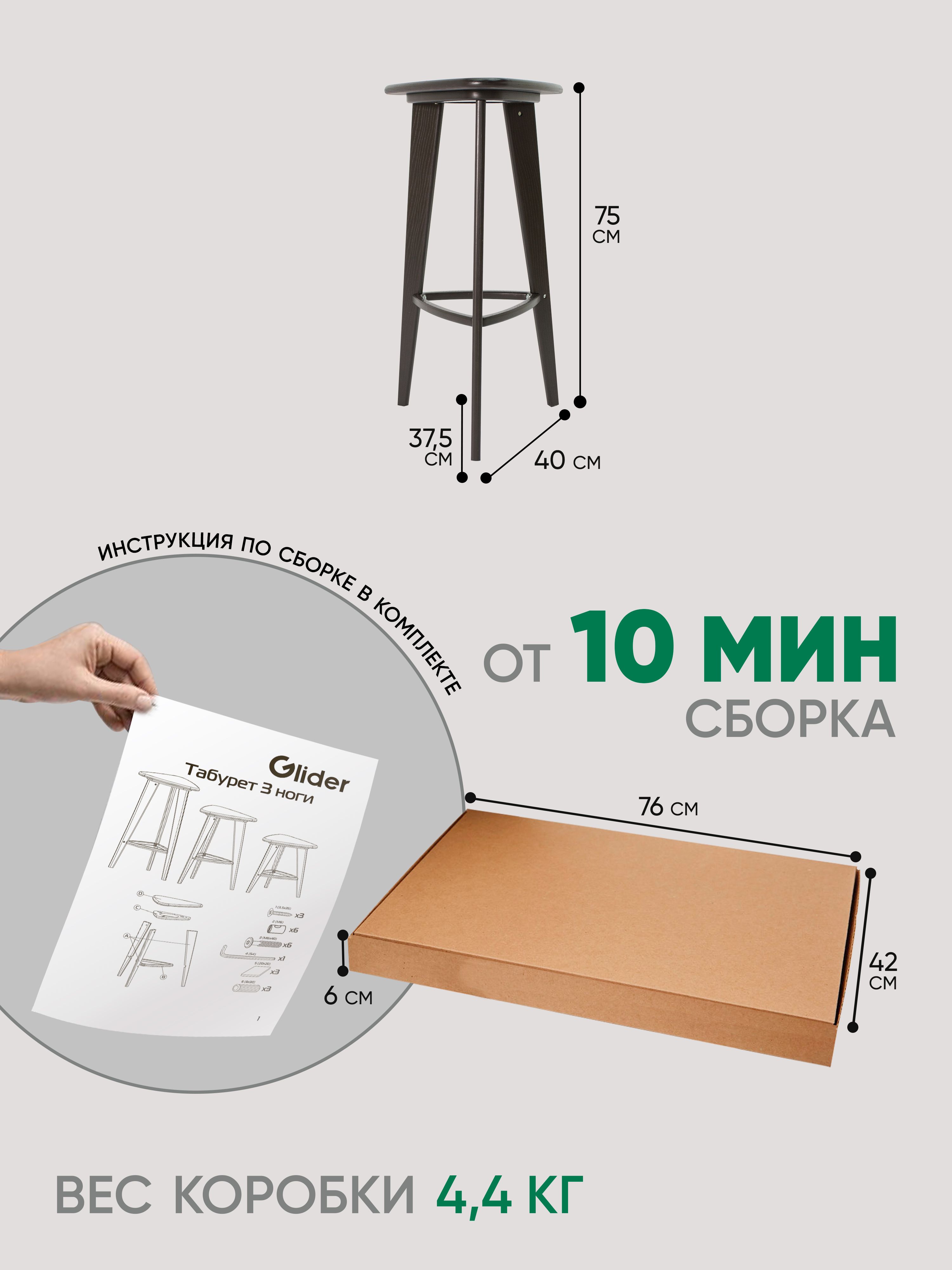 Табурет барный 3 ноги (венге)
